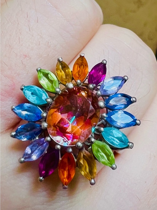 Jewelry - Multicolor Sunburst Gemstone Statement Ring - Size 10